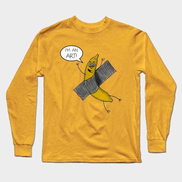 Duct-Taped Banana Long Sleeve T-Shirt by penguinsam